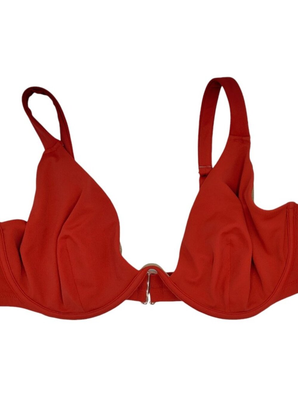 Shade & Shore Red Plunge Bikini Top Women's Size 38D Underwire Non-Padded Solid